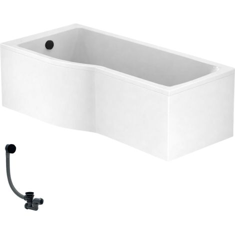 IDEAL STANDARD Connect Air Bañera/ducha izquierda de 150 x 80 cm + faldón + desagüe, negro mate