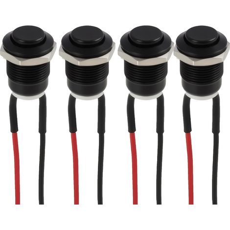 Précâblé Etanche Bouton Poussoir Verrouillage Autobloquant, 12 mm, Bouton Poussoir Verrouillage, Mini Bouton Poussoir, Interrupteur Rond (1/5)