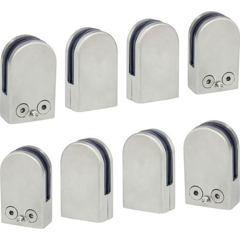 8PCS(6-8mm) Glass Clamp 304 Stainless Steel Glass Holder Clamp Bracket Flat Clip Handrail Window Balustrade Adjustable Staircase (1/5)