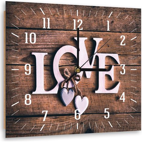 Orologio da parete, Amore su tavole scure - 60x60 (1/5)