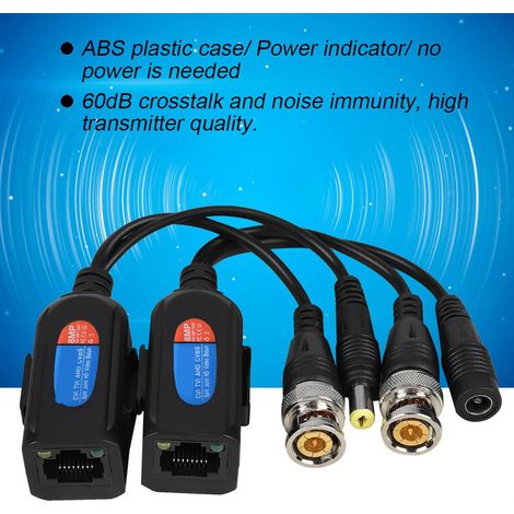 Émetteur-récepteur balun audio/vidéo passif pour vidéosurveillance analogique HDCVI, HDTVI et AHD. (1/5)