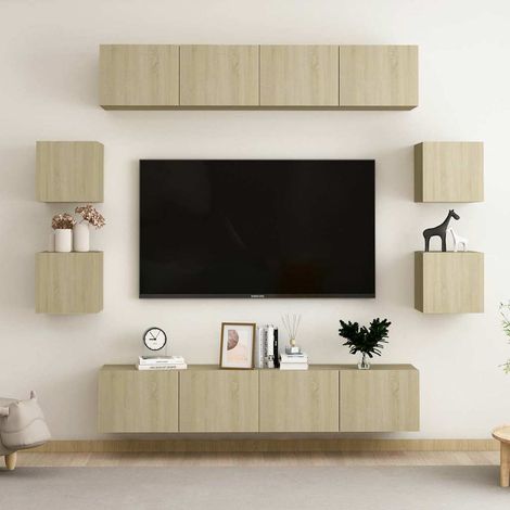 Ensemble de meubles TV 8 pcs-Banc TV-Meuble Télé Chêne sonoma Bois d'ingénierie 871266 (1/5)