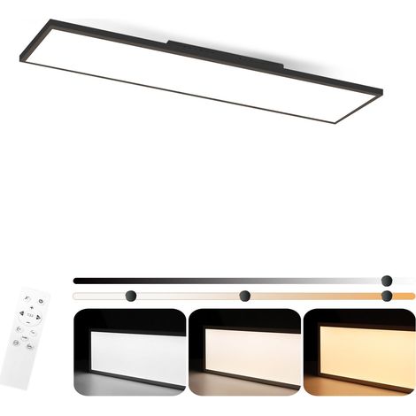 GBLY LED Panel Deckenleuchte Schwarz Deckenpanel - Dimmbar 100x30 CM Deckenlampe Flach Büro mit Fernbedienung Wohnzimmerlampe 24W Küchenlampe Modern Büroleuchte für Küche Schlafzimmer Flur