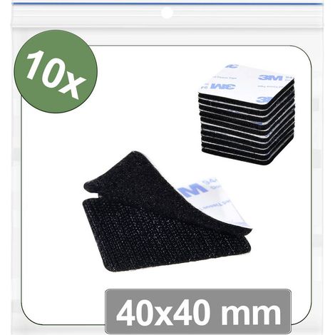 Quadrios 25CA655 Punti a strappo da incollare Lato morbido e lato rigido (L x L) 40 mm x 40 mm Nero 10 pz.