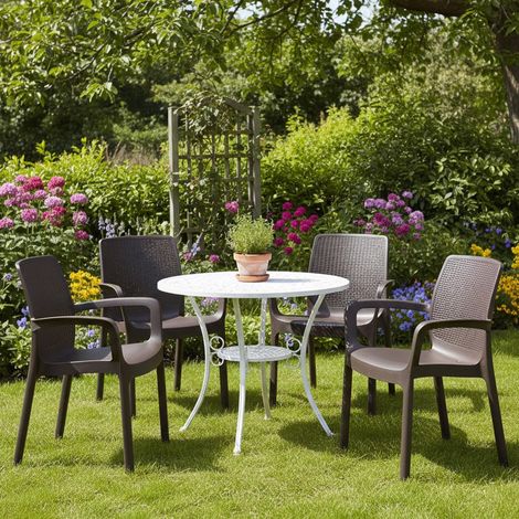 Chaise d'extérieur Viterbo, Sièges de jardin, Chaise pour table à manger, Fauteuil d'extérieur effet rotin, 54x60h82 cm, Anthracite (1/5)