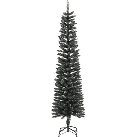 Sapin de Noël Arbre de Noël artificiel mince avec support Vert 210 cm PVC (1/5)