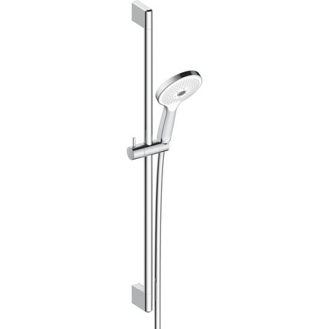 Set doccia Duravit Universal 700 mm, con 3 tipi di getto (Rain, Pulse, Mono), doccetta regolabile in altezza e flessibile doccia con protezione antitorsione, Cromo/Bianco (1/3)