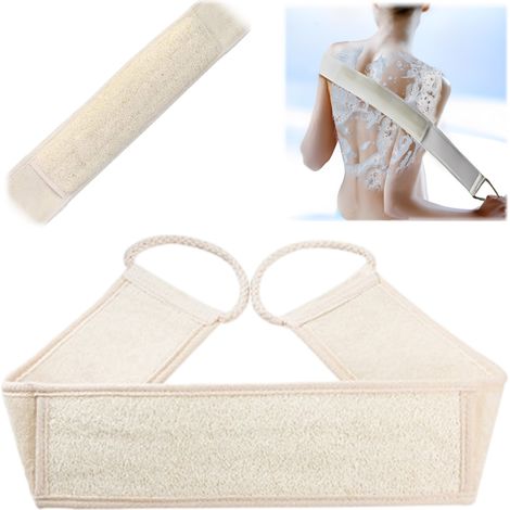 Gant Exfoliant Dos - Éponge Luffa Naturelle Double Face - Sangle Élastique 80 cm - Pour Homme Et Femme (1/5)