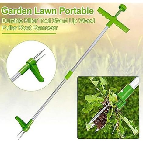 Arrache-mauvaises herbes - Extracteur de mauvaises herbes manuel portatif en aluminium à longue poignée pour pelouse de jardin (1/4)