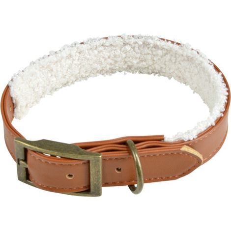 Collier pour Chien "Wooly" 30cm Cognac & Écru (1/4)