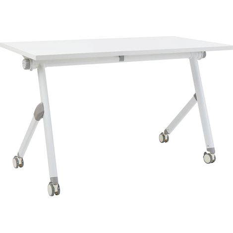 Zusammenklappbarer Schreibtisch BENDI Weiß 120 cm 60 cm mit Rädern