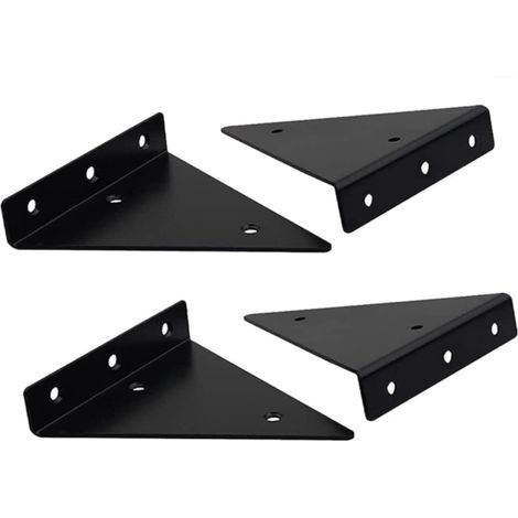 Supports d'étagère triangulaires - Supports dissimulés - Vis et chevilles incluses - Paquet de 4