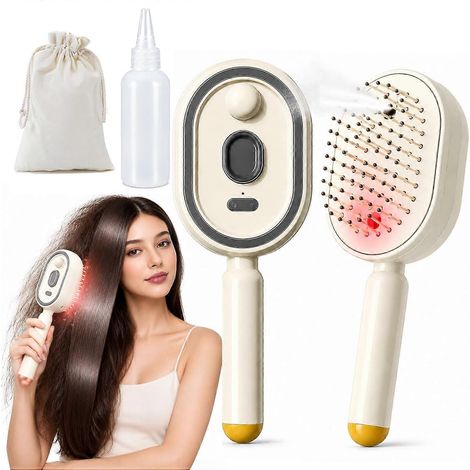 Electric steam hair straightener with spray cushion massage function, self-cleaning and anti-tangling, suitable for all hair types, red.Exceptional Quality (1/5)
