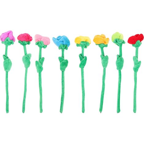 8 roses artificielles en peluche, tige flexible, bouquet de roses, jouet, décoration en peluche douce-AquaForge (1/2)