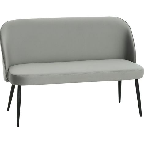Banquette 2 Places 127x63x84,5 Cm En Velours Gris, Structure Métal Et Eucalyptus, Pieds 35 Cm (1/5)