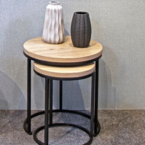 Set de 2 tables d&039appoint Brun-noir (1/5)