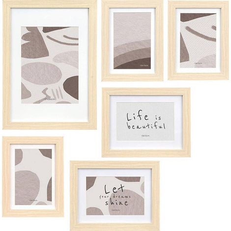 Giftdecor MURAL Set 7 Cornici da Parete Naturale Beige
