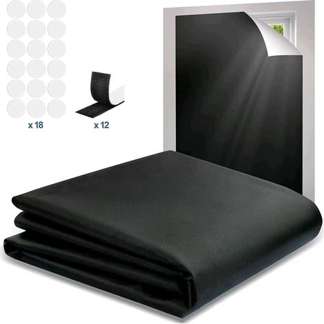 Bohrfreies Verdunkelungsrollo 300 x 145 cm, Verdunkelungsrollo aus Stoff mit selbstklebendem Klettverschluss, für Dachfenster und Türen (1/5)