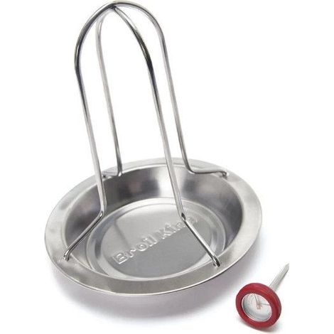 Supporto pollo Pluma Broil King in acciaio inox con termometro