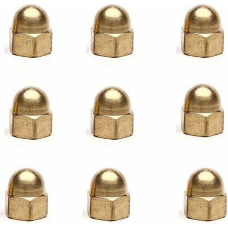 Acnor Hex Nut Cap - 20pcs M4 Dôme Laiton Dôme Écrous HEXAGONE Capuchon Décoratif pour Boulons Laiton Vis (1/4)
