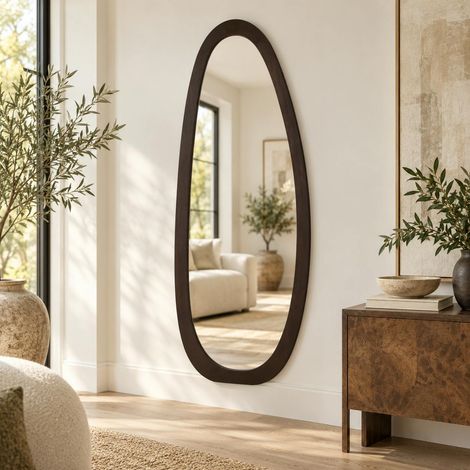 Miroir en bois marron design organique 180 cm CORTINA (1/3)