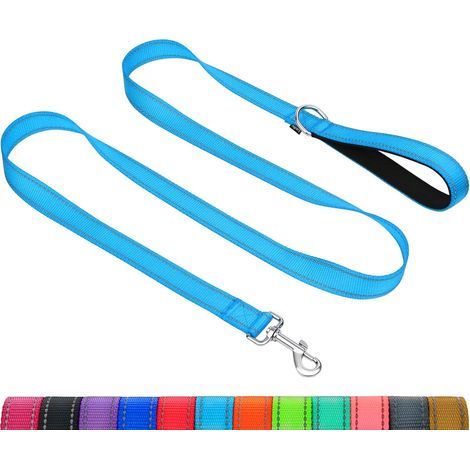Guinzaglio da addestramento riflettente per cani, con impugnatura imbottita in neoprene e gancio in metallo, 1,8 m x 2,0 cm Guinzaglio in nylon per cani di piccola taglia, azzurro cielo (1/5)