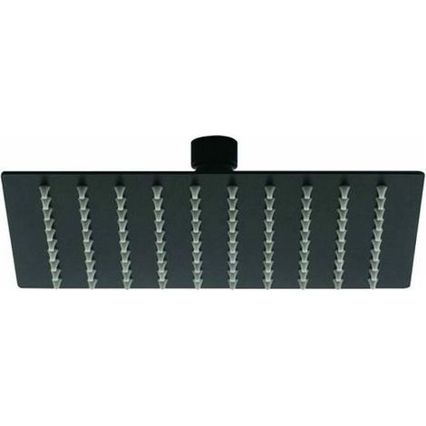 Pommeau de douche pluie carré noir – 200x200 mm – Acier inoxydable – Haute pression – Économie d'eau – Raccord universel (1/5)