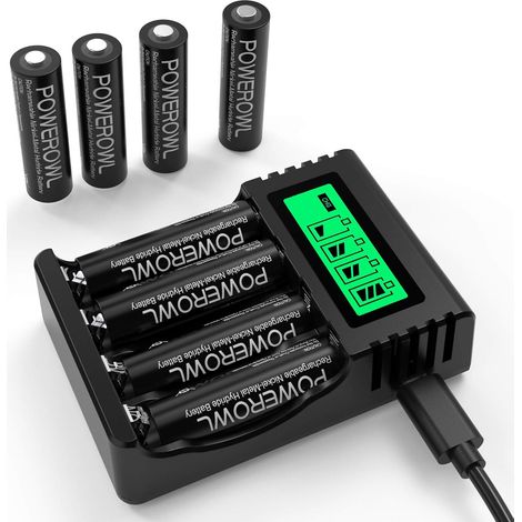 Chargeur de Piles Ensemble de Chargeur Apporter 8 Piles Rechargeables AA Durabilité de Grande capacité Combinaison de Batterie et Chargeur de Bureau (1/5)