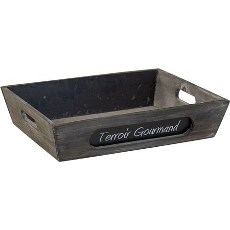 Cesto de madera gris 37x28x8h cm