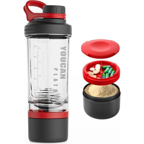 YOUCAN PLATO Protein Shaker Eiweiß Shake Becher 620ML Rot (1/5)