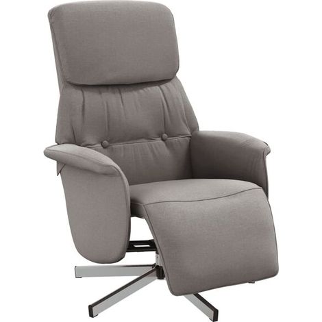 Fauteuil inclinable en tissu gris-brun avec repose-pieds (1/5)