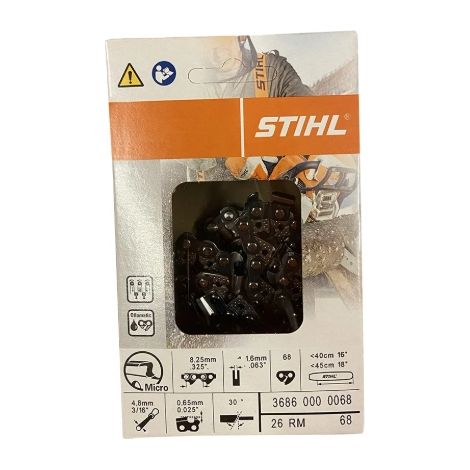 Cadena de sierra Stihl .325" Rapid Micro (RM) 45 cm .325" 1,6 mm 68 eslabones (36860000068) (1/2)