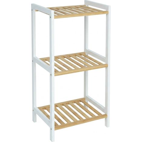 Scaffale Mensola in Bambù 3 Livelli Scala Salvaspazio Bagno 40x30x81.5 cm Quadrata (1/5)