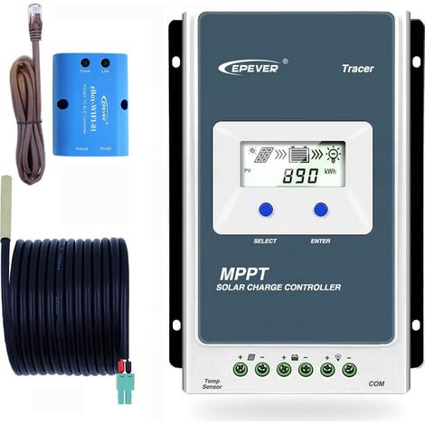 Contrôleur de charge solaire MPPT Tracer A Series 10A / 20A / 30A / 40A avec 12V / 24V DC Identification automatique de la tension du système(30A+Wifi+RTS) (1/5)