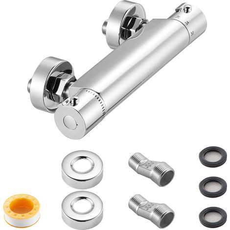 Mophorn Mitigeur thermostatique de douche avec verrouillage sécurisé à 38°C, robinet mélangeur pour eau chaude et froide, contrôle de température avec structure en laiton robuste (1/5)
