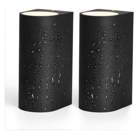 NALOOKAMIC Applique Murale Exterieur LED Etanche, 2 X 6W Spots GU10, Lampe Murale Moderne Noire Mat IP65 220V 2800K 600lM Blanc Chaud, Eclairage murale exterieur pour Jardin Terrasse Garage, Lot de 2  (1/5)