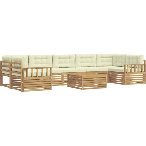 Outdoor Sofa Set 8 pcs White and Cream Solid Acacia Wood vidaXL (1/5)
