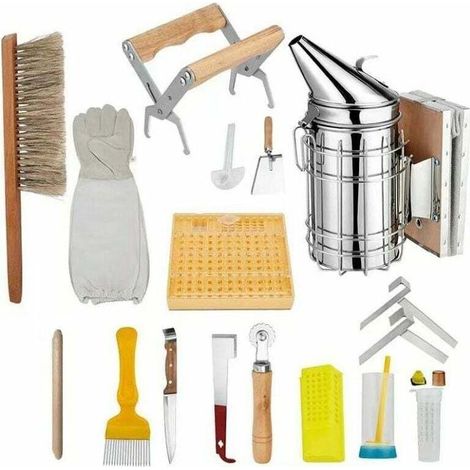 Imkereiausrüstung, Imkereiwerkzeug-Set, 15-teiliges Set, Imkereiausrüstung für professionelle und angehende Imker (1/5)