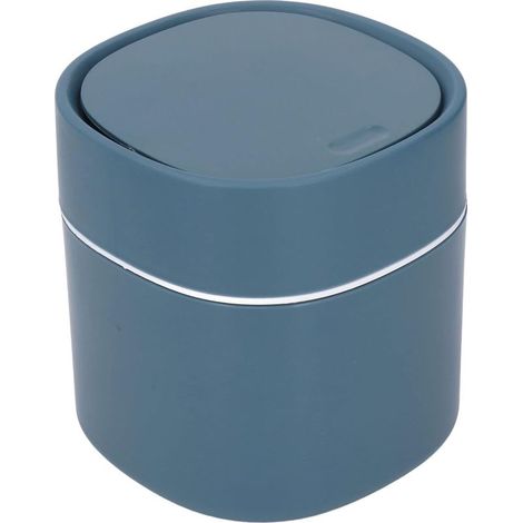 Poubelle de table avec couvercle – Poubelle compacte 2L en ABS pour bureau, chambre, salle de bain – Dimensions 13 x 14 cm – Couleur bleu marine (1/5)
