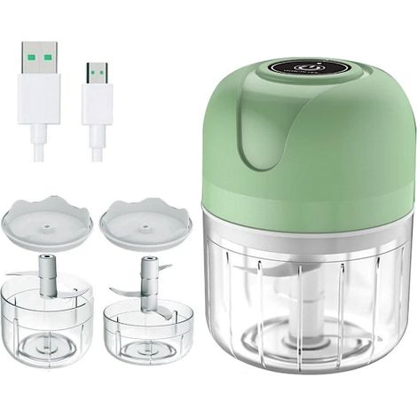Hachoir à ail électrique — Mini hachoir portable et sans fil, rechargeable par USB et doté d'une commande à un seul bouton. Un appareil compact idéal pour hacher l'ail... (1/5)