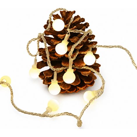 Guirlande Lumineuse LED USB Étanche, 80 Boules Blanches Givrées, Éclairage Fixe pour Tente et Camping (1/5)