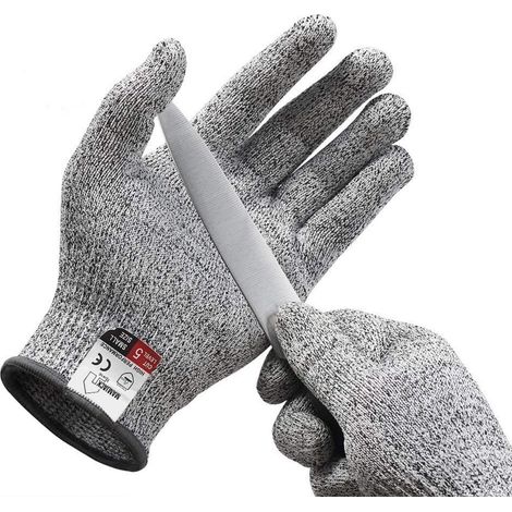Paire de Gants Anti coupures - Tout Simplement la Meilleure Protection Qui Existe Contre Les coupures du Quotidien (Cuisine, Jardinage, Bricolage) - Protection de Niveau 5 (Large)