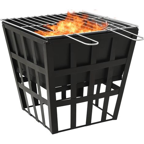 vidaXL Braciere e Barbecue 2 in 1 34x34x48 cm in Acciaio