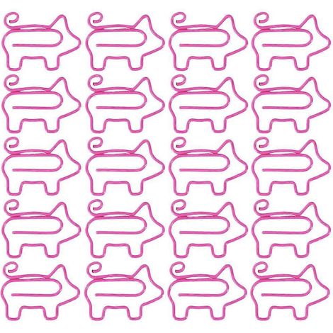 Lot de 100 pinces à papier élégantes en forme de cochon, porte-documents en métal, fournitures de bureau et scolaires créatives (rose)-2.8X2cm
