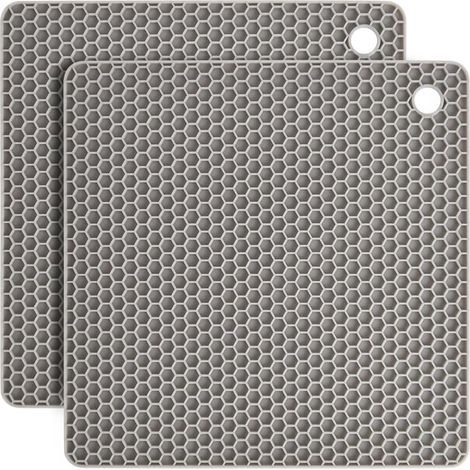 Dessous de Plat Silicone, 2PCS Anti-dérapant Anti-Chaleur 250 °C Multifonction Repose-cuillère Dessous de Verre de Cuisine Tapis de Table pour Cuisine et Salle à Manger (1/5)
