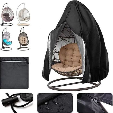 Housse de chaise suspendue - Noir - Imperméable - Résistant aux UV - 190x115 cm (1/3)