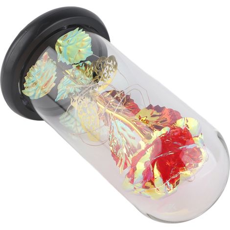 Housse en verre fleur lumineuse romantique décorative claire LED lampe rose pour chambre mariage fête (1/5)