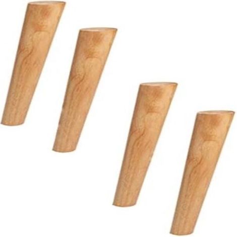 Pieds de Meuble Effilés en Bois de Chêne 20 cm - Set de 4 avec Plaques de Montage Vis et Protecteurs pour Armoire Canapé Table Basse Couleur Naturelle (1/5)