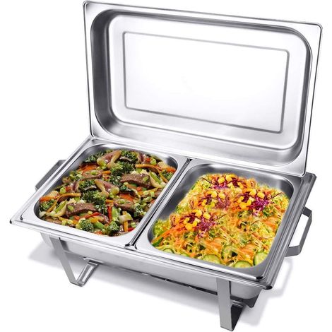 Bc-elec - F433-2 Speisenwärmer Buffetwärmer 2x GN1/2 bain marie mit Deckel, 60x37x29cm