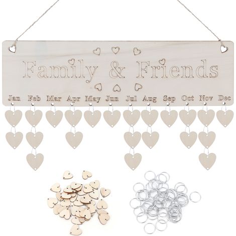 Tableau d'anniversaire en bois à faire soi-même, plaque de rappel d'anniversaire, calendrier, décoration pour la maison (1/4)